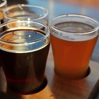 A flight of local beers - colors and flavors to love