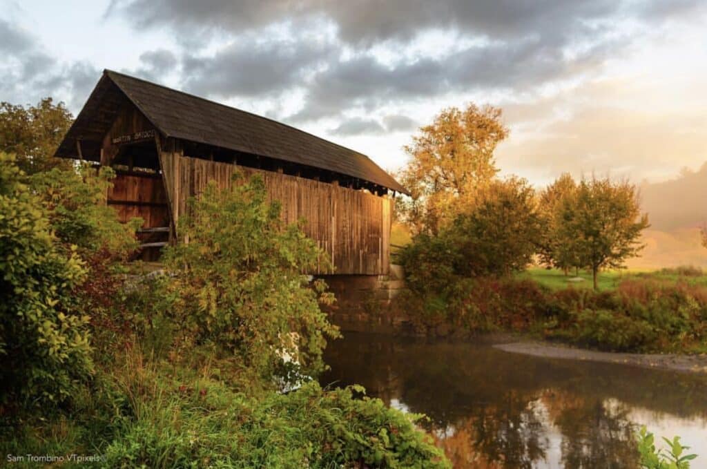 Covered Bridge in Woodstock in the Fall - one of the best things to do while staying at our Woodstock, Vermont hotel