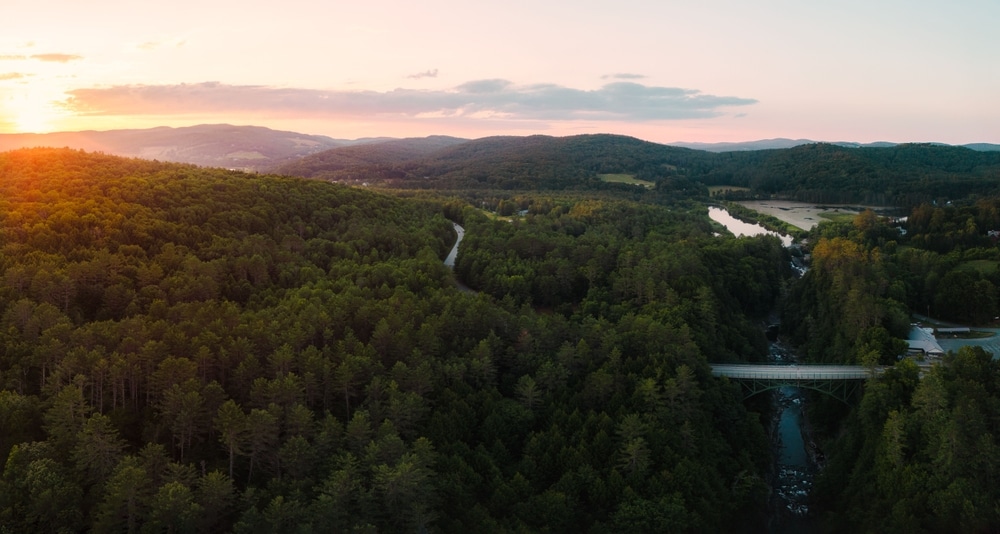 Scenic overview of the Quechee Gorge, a beautiful place to explore after attending the Quechee Balloon Festival